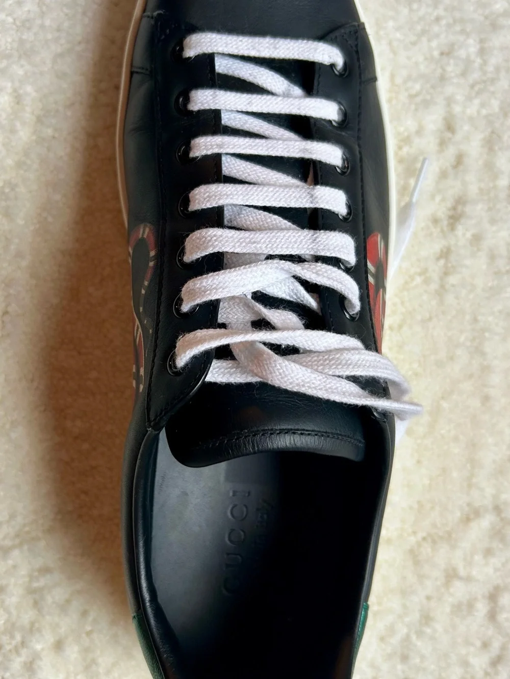 Men’s Gucci Black Leather Kingsnake sneakers